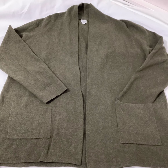 J.Crew Green Cotton Long Open Cardigan Sweater XL (C020) - Picture 4 of 13